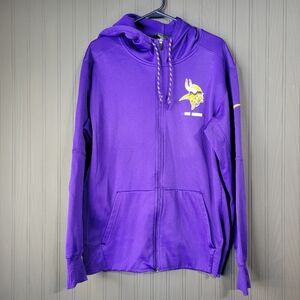 NFL Minnesota Vikings Full Zip Sweatshirt Hoodie Nike Dri-Fit Purple Men's Large